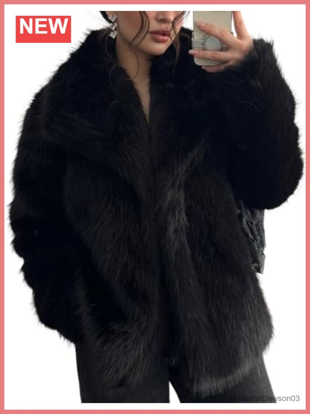 Womens Faux Fur Coat Cropped Fluffy Shaggy Jacket Snap Button Pockets